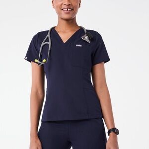 Figs Women’s Tulsa slim fit 3 pocket Navy Blue Scrub Top